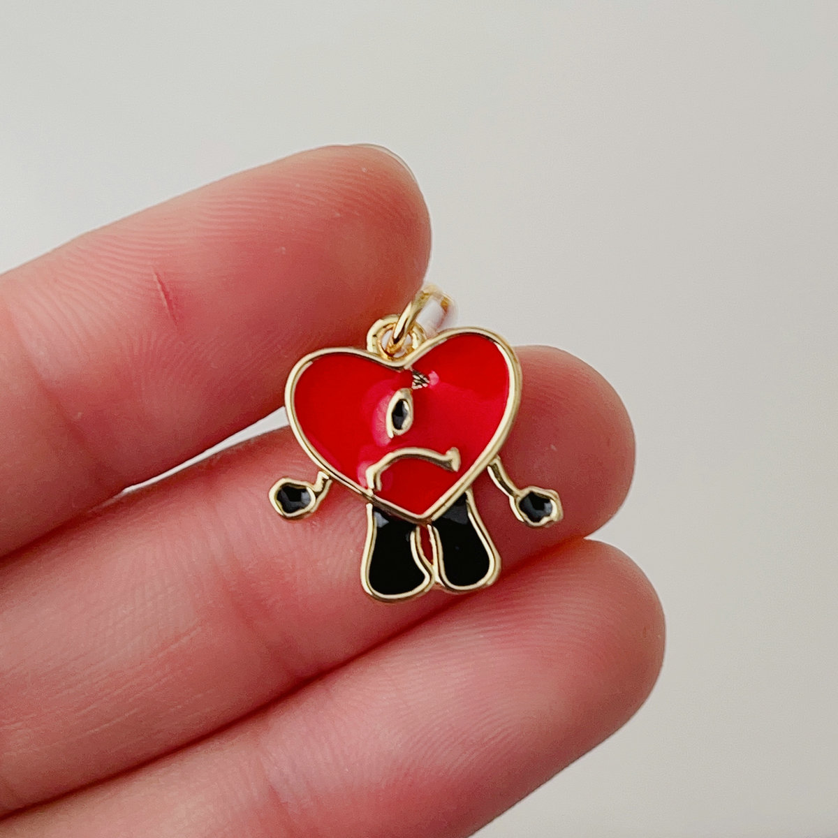 Red enamel heart charm