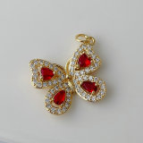 Pave red butterfly pendant