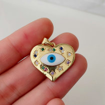 Enamel heart eye pendant