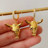 Gold plated horn pendant earrings