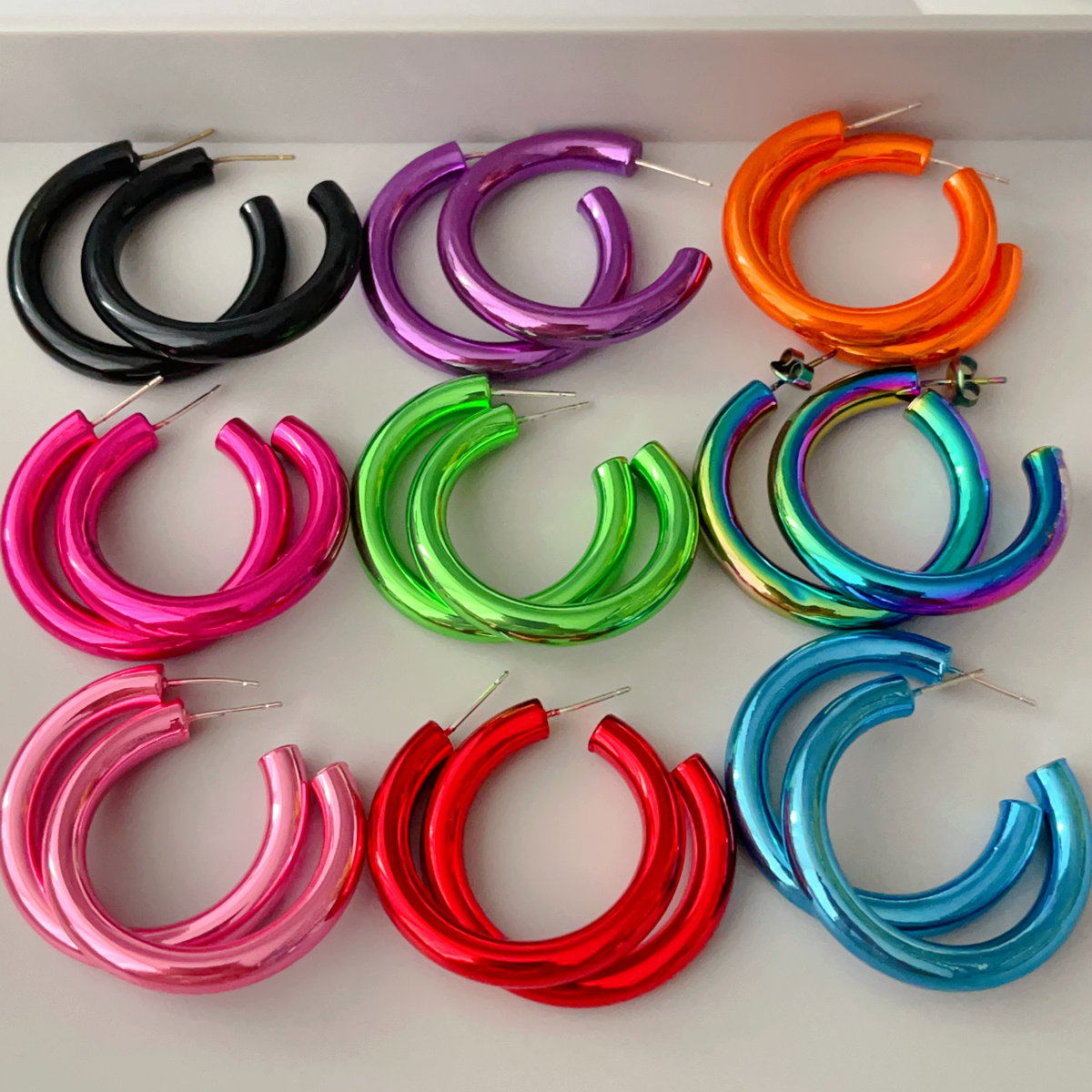 Colorful plated hoop earrings