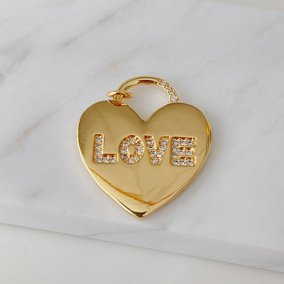 Pave heart love pendant