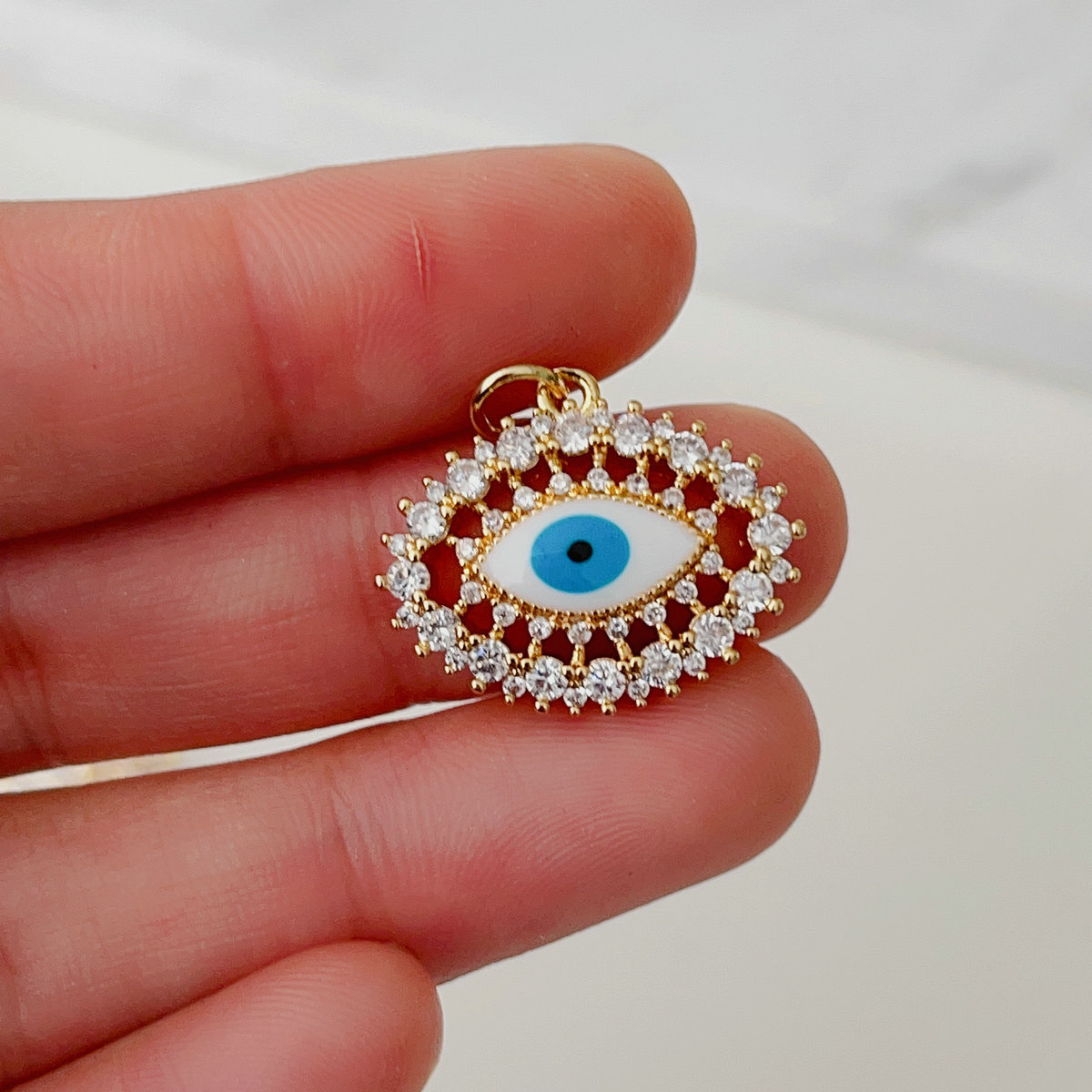 Pave evil eye charm