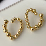 Gold ball heart earrings