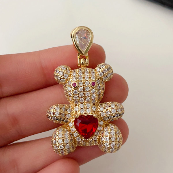 Pave big bear pendant
