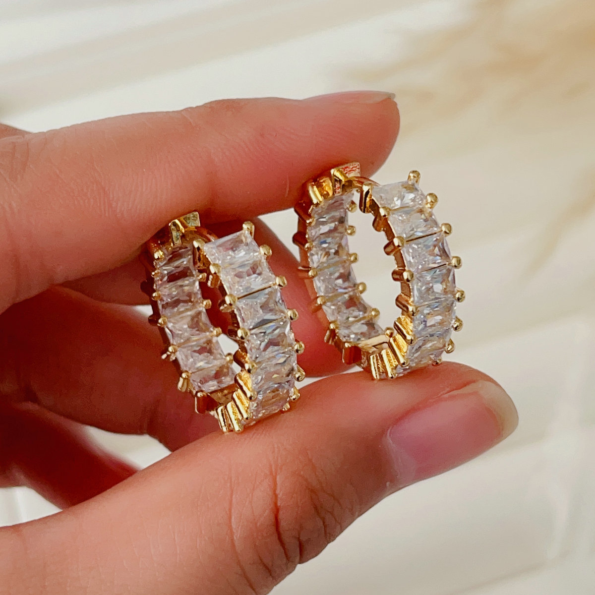 Pave zircon hoop earrings