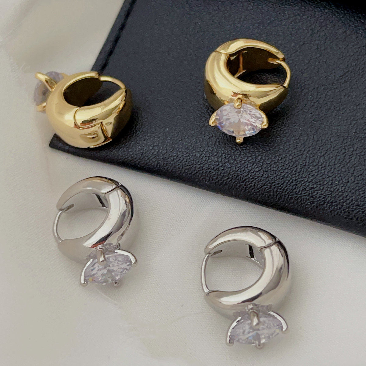Small white hoop earrings