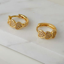 pave heart basic hoop earrings