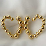 Gold ball heart earrings