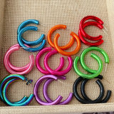 Colorful plated hoop earrings
