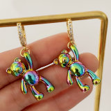 Colorful plated bear pendant earrings