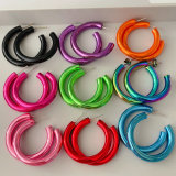 Colorful plated hoop earrings