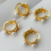 Glass pearl hoop earrings