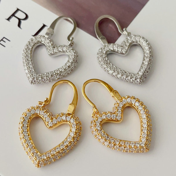 Pave heart earrings
