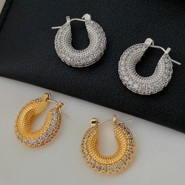 Pave small hoop earrings