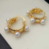 Glass pearl hoop earrings