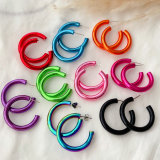 Colorful plated hoop earrings