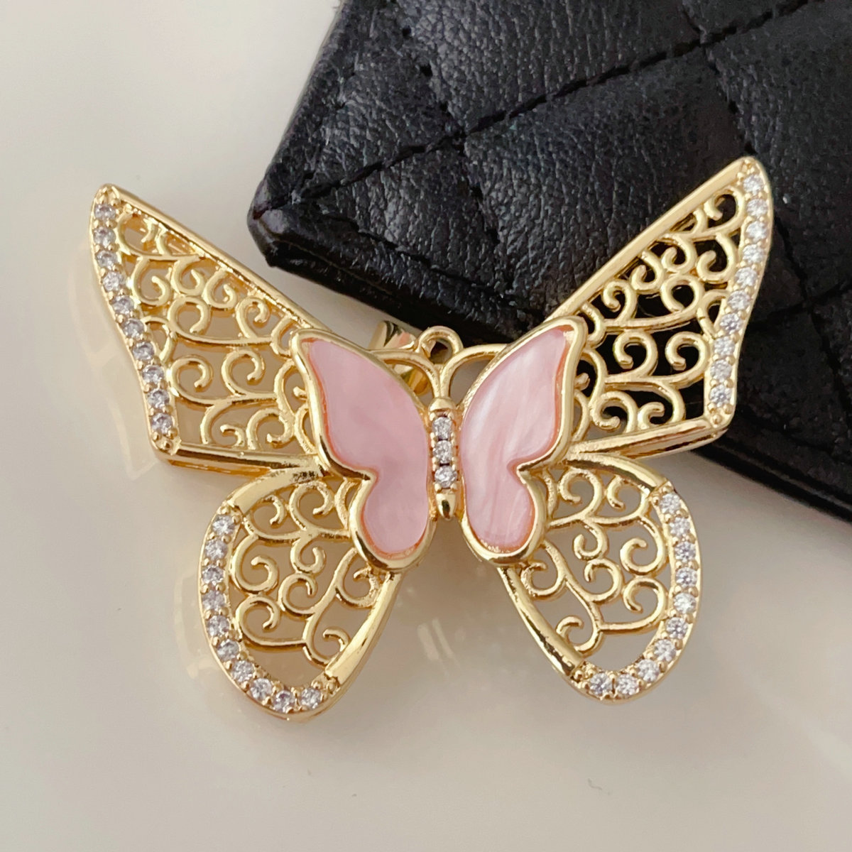 Pave big butterfly pendant