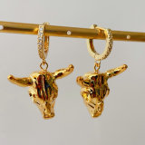 Gold plated horn pendant earrings