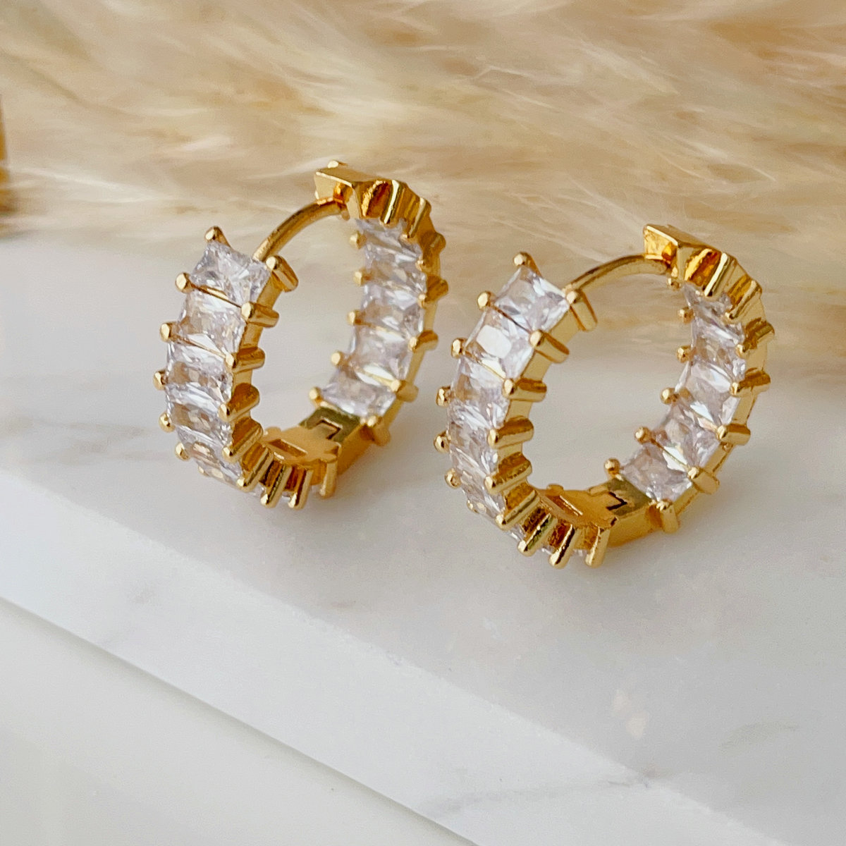 Pave zircon hoop earrings