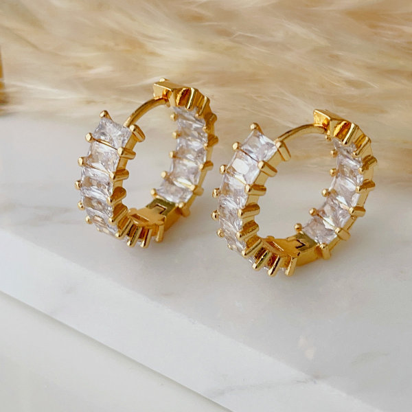Pave zircon hoop earrings