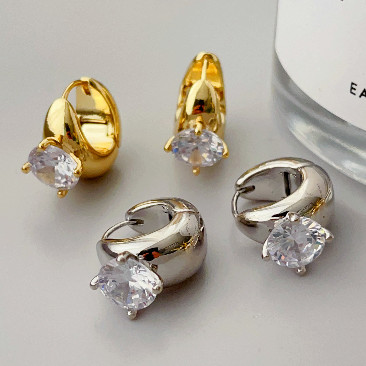 Small white hoop earrings