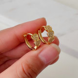 pave heart basic hoop earrings