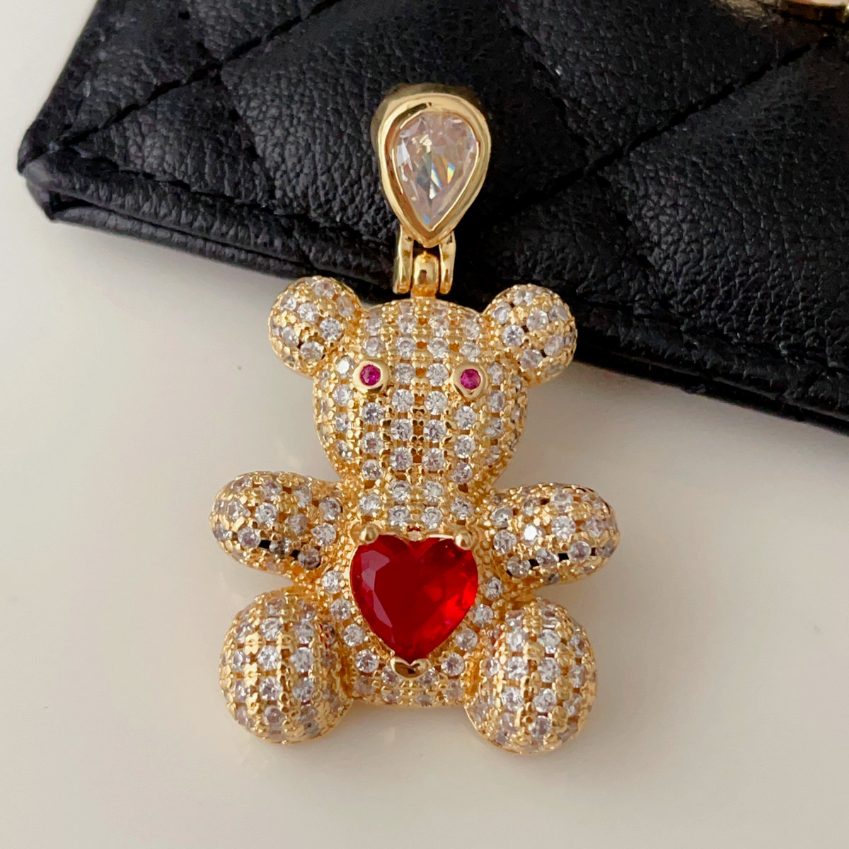 Pave big bear pendant