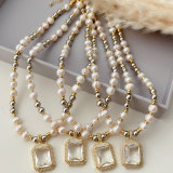 Clear square pendant necklace
