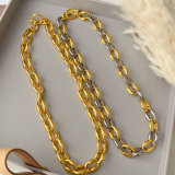 Silver and gold color mix chunky necklace