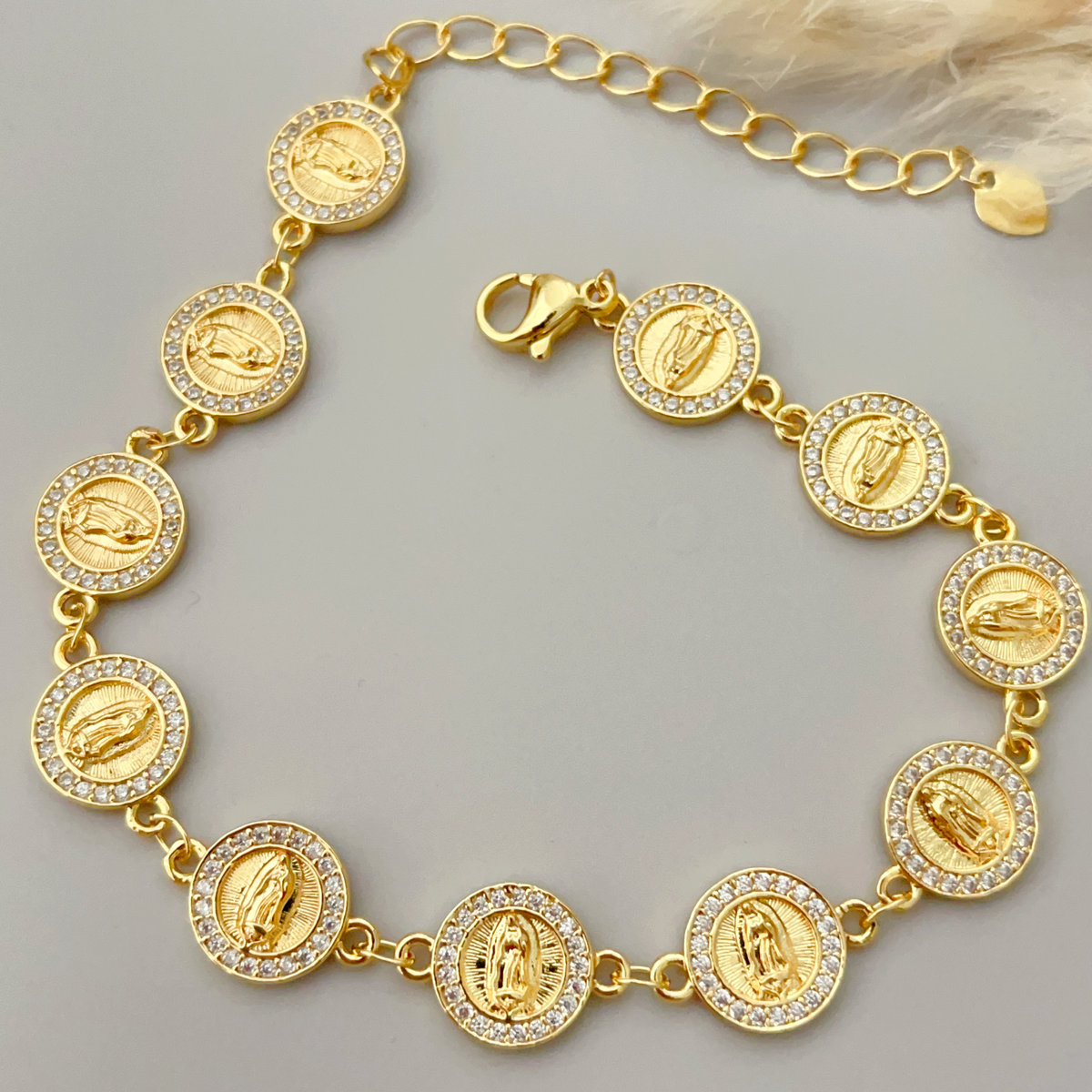 Pave virgin mary bracelet