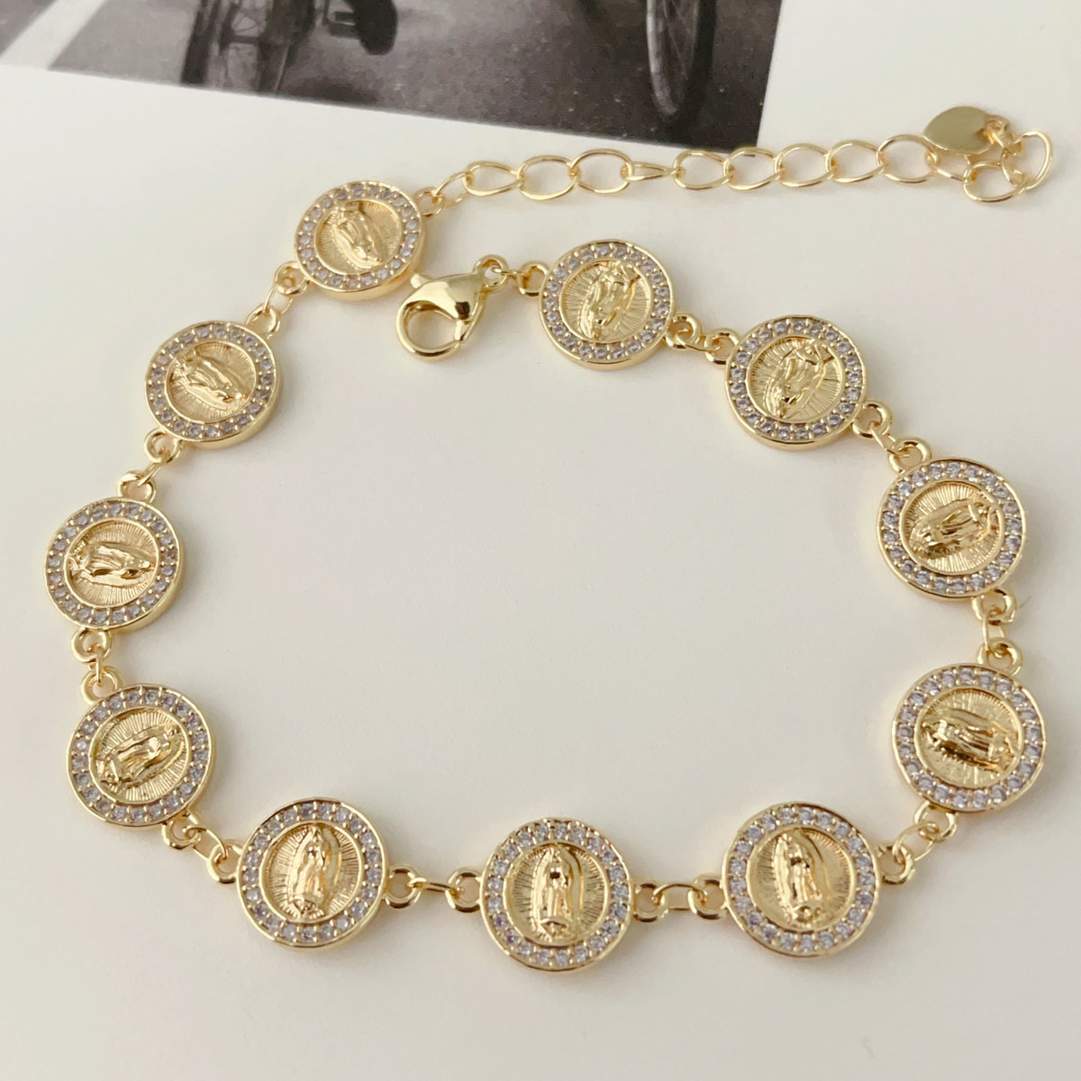 Pave virgin mary bracelet