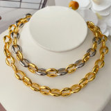 Silver and gold color mix chunky necklace