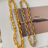 Silver and gold color mix chunky necklace