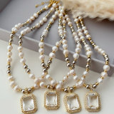 Clear square pendant necklace