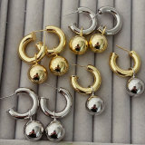 Ball pendant hoop earrings