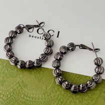 Black bead hoop earrings