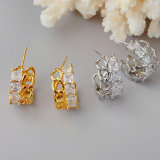 Half chain and half pave hoop earrings