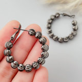 Black bead hoop earrings