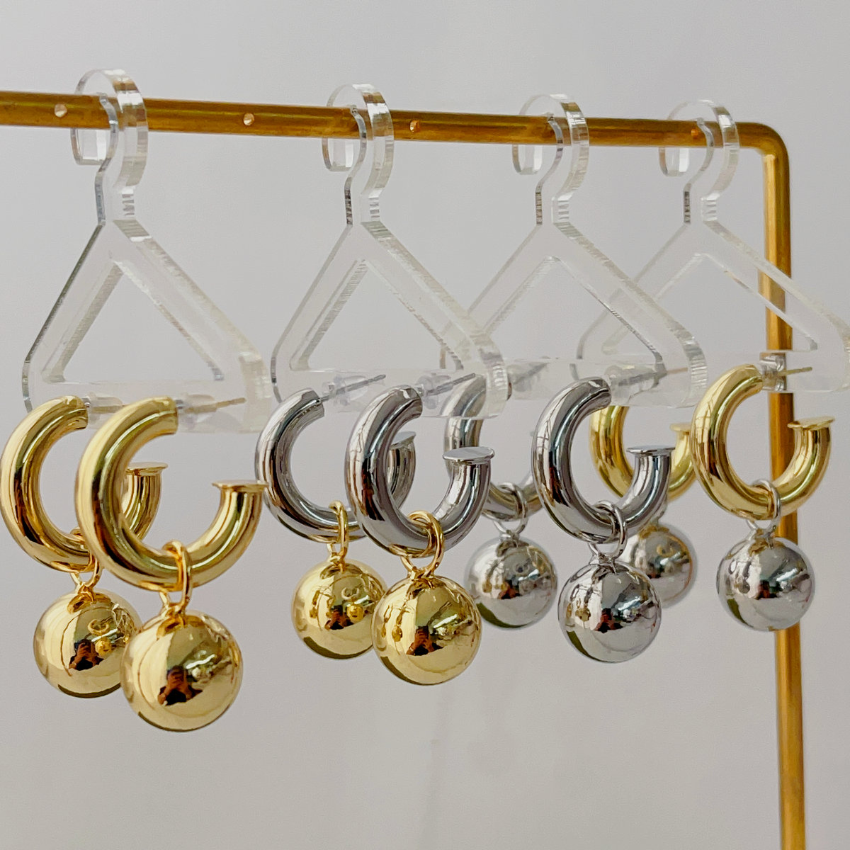 Ball pendant hoop earrings
