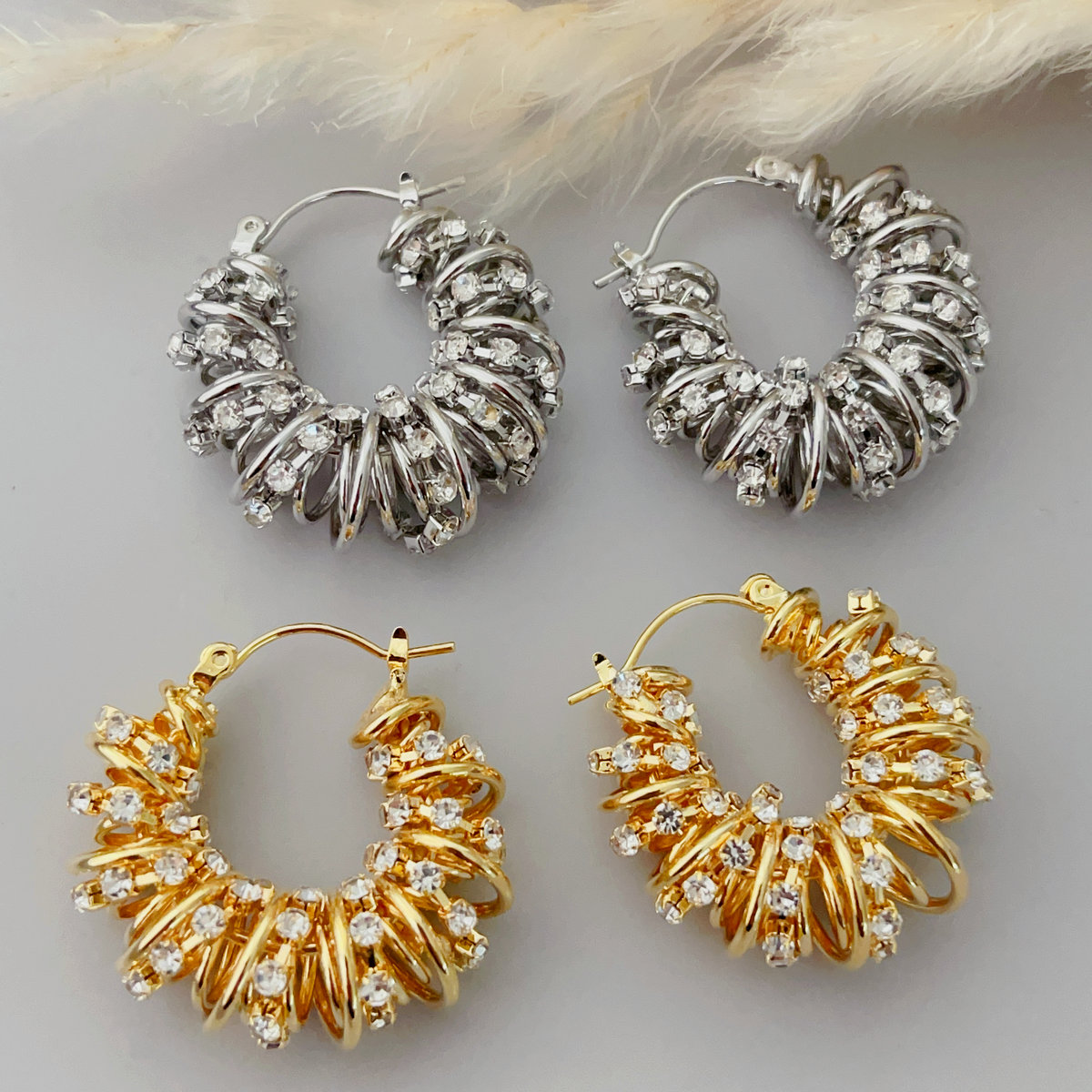 Chunky spring hoop earrings