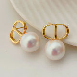 CD pearl drop earrings
