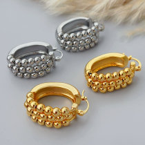 Fashion gold bead u hoop earrings