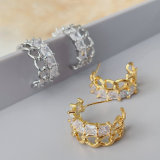 Half chain and half pave hoop earrings