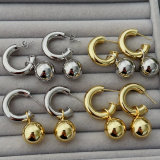 Ball pendant hoop earrings
