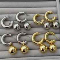 Ball pendant hoop earrings