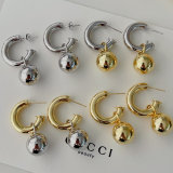 Ball pendant hoop earrings