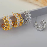Half chain and half pave hoop earrings