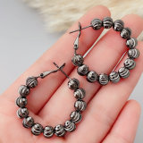 Black bead hoop earrings