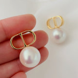 CD pearl drop earrings
